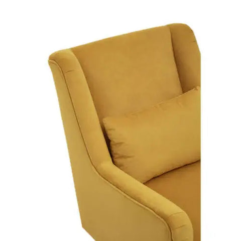 Doucet Yellow Velvet Chair With Gold Finish Legs - Arm Chair