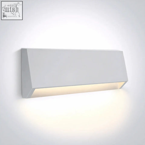 Modern white rectangular led wall light made of abs and pc with sleek design and warm ambient lighting standard en60598-1
