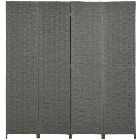 HOMCOM 4-Panel Room Dividers, Wave Fibre Freestanding Folding Privacy Screen Panels, Partition Wall Divider for Indoor Bedroom Office, 170\'c2\'a0cm, Grey