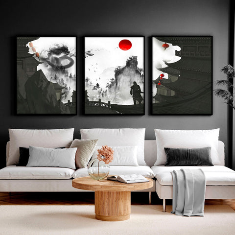 Wall art dragon | set of 3 wall art prints