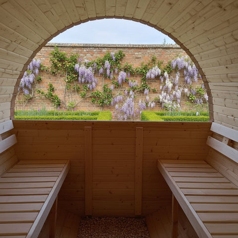 Steam & Oak Gas Barrel Sauna 3m Canopy + Anteroom (Electric or Wood-Fired)