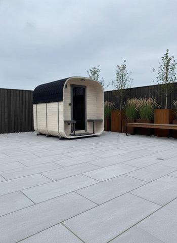 Steam & Oak Gas Cube Sauna 2.4m with Porch (Electric or Wood-Fired)