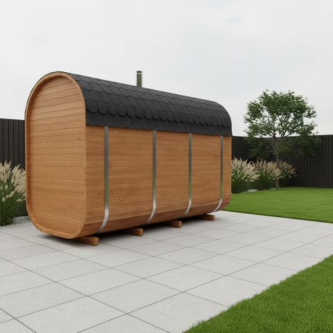 Steam & Oak Gas Cube Sauna 3.4m Premium L-Bench (Electric or Wood-Fired)