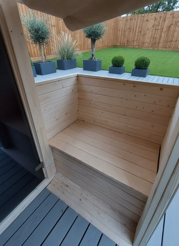 Steam & Oak Gas Barrel Sauna 3m Canopy + Anteroom (Electric or Wood-Fired)