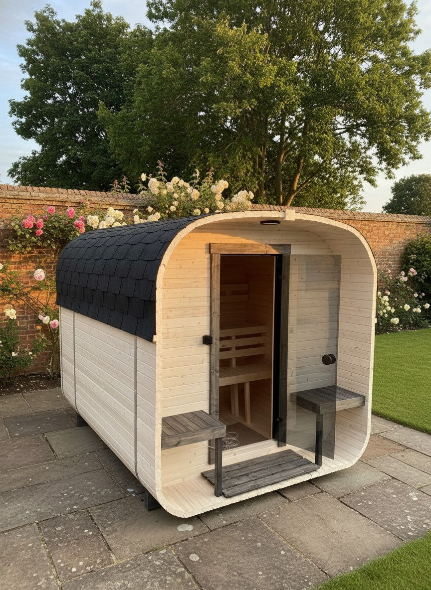 Steam & Oak Gas Cube Sauna 2.4m Double-Shelf (Electric or Wood-Fired)