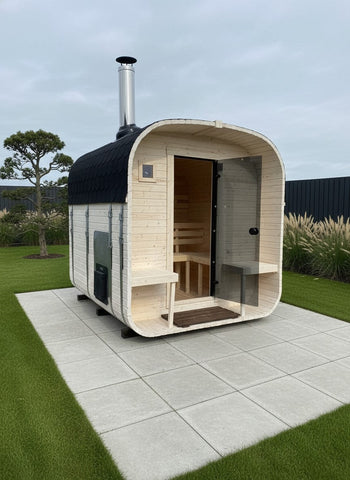 Steam & Oak Gas Cube Sauna 2.4m with Porch (Electric or Wood-Fired)