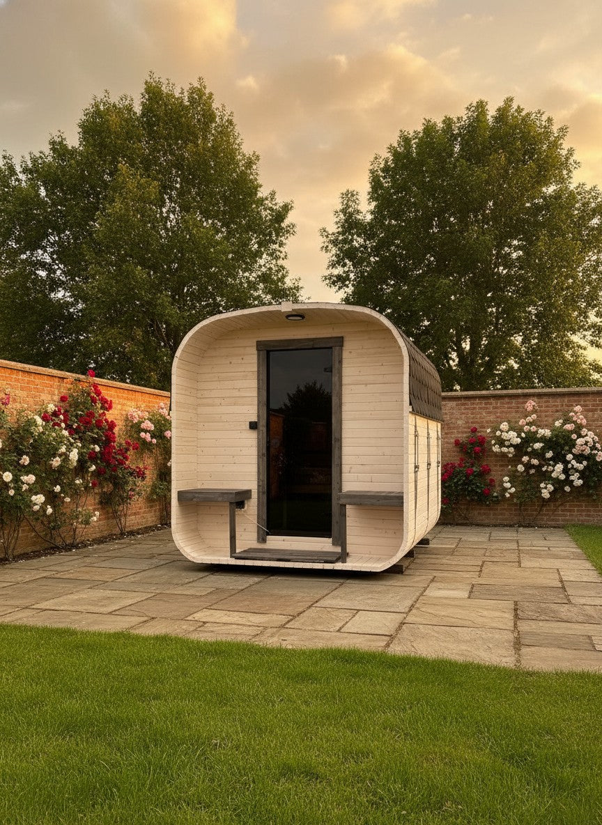 Steam & Oak Gas Cube Sauna 2.4m Double-Shelf (Electric or Wood-Fired)