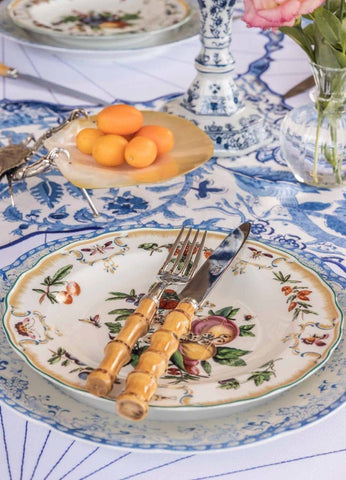 Delicate porcelain duke of gloucester side plate set of 4 with hand painted vibrant fruit and leaf designs on off white
