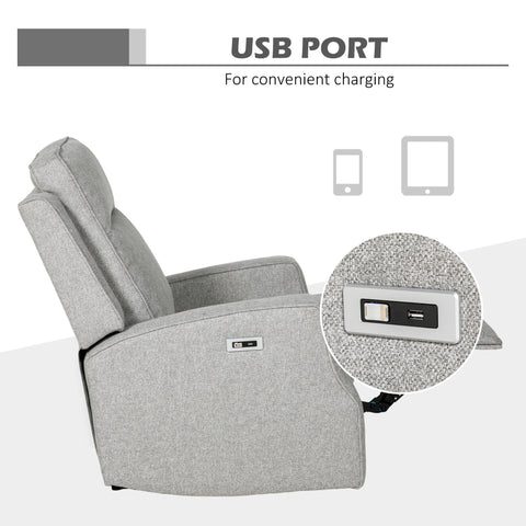 HOMCOM 150\'c2\'b0 Electric Reclining Chair, with USB port and Footrest - Grey