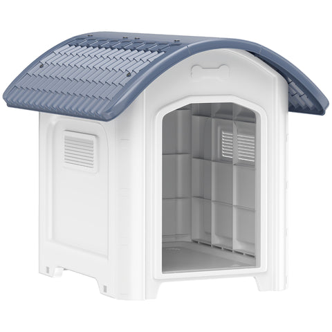 PawHut Outdoor Dog Kennel, Plastic Dog House with Removable Floor, Waterproof Roof, Raised Floor, 71 x 60 x 63 cm