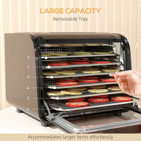 HOMCOM 35-70\'c2\'b0C Six-Tray Food Dehydrator - Black