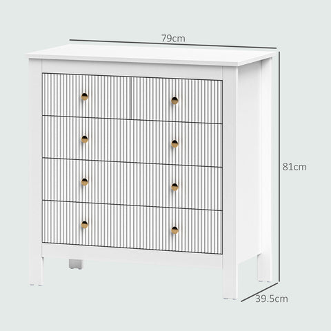 HOMCOM Elegant Chest of Five Drawers - White