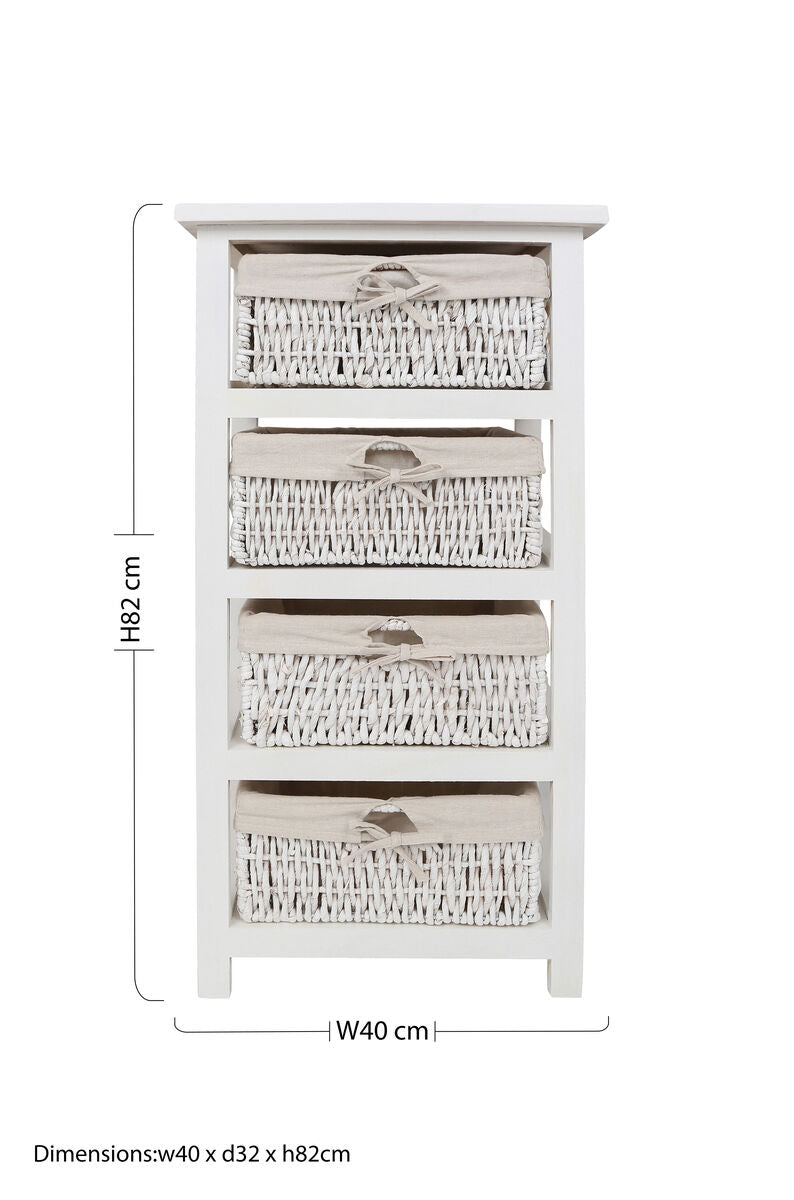 4 Maize Baskets White Storage Unit