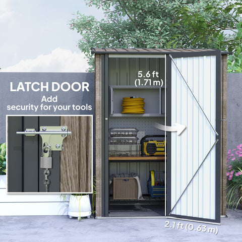 Outsunny 5ft x 3ft Metal Garden Storage Shed, Outdoor Tool Shed with Sloped Roof, Lockable Door for Tools, Equipment, Light Grey