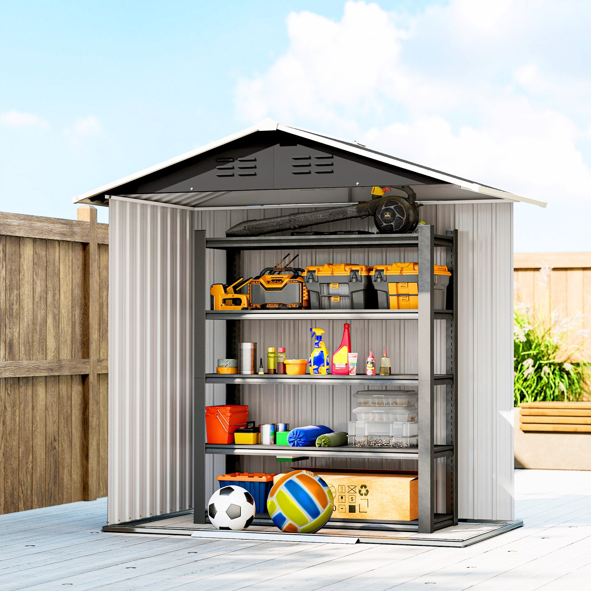 Outsunny 6.5 x 3.5ft Metal Garden Storage Shed - Dark Grey