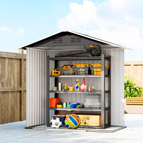 Outsunny 6.5 x 3.5ft Metal Garden Storage Shed - Dark Grey