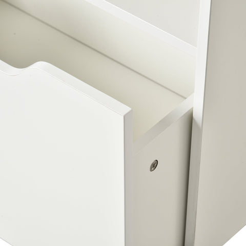 HOMCOM Kids Bookshelf, Toy Organiser, with Storage Drawer, Wheels - White