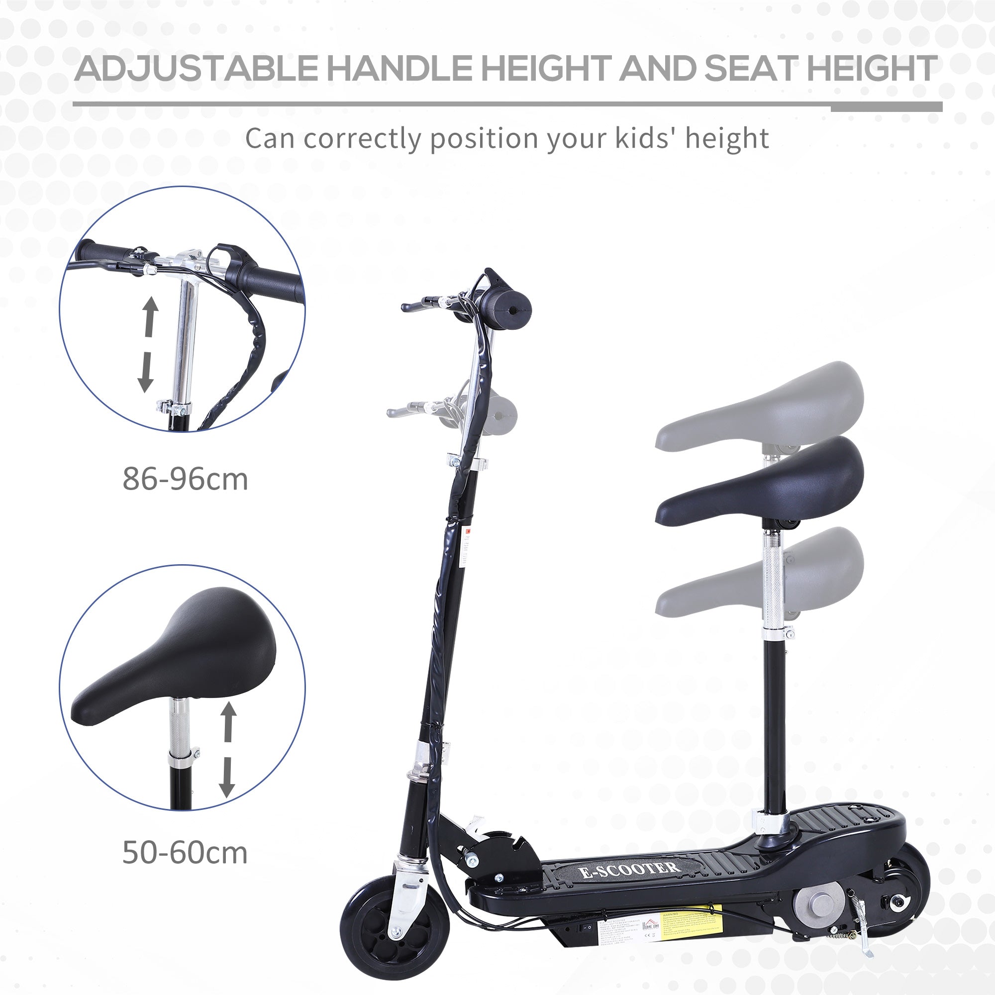 HOMCOM Outdoor Ride On Powered Scooter 120W Motor Bike 2 x 12V Battery - Black