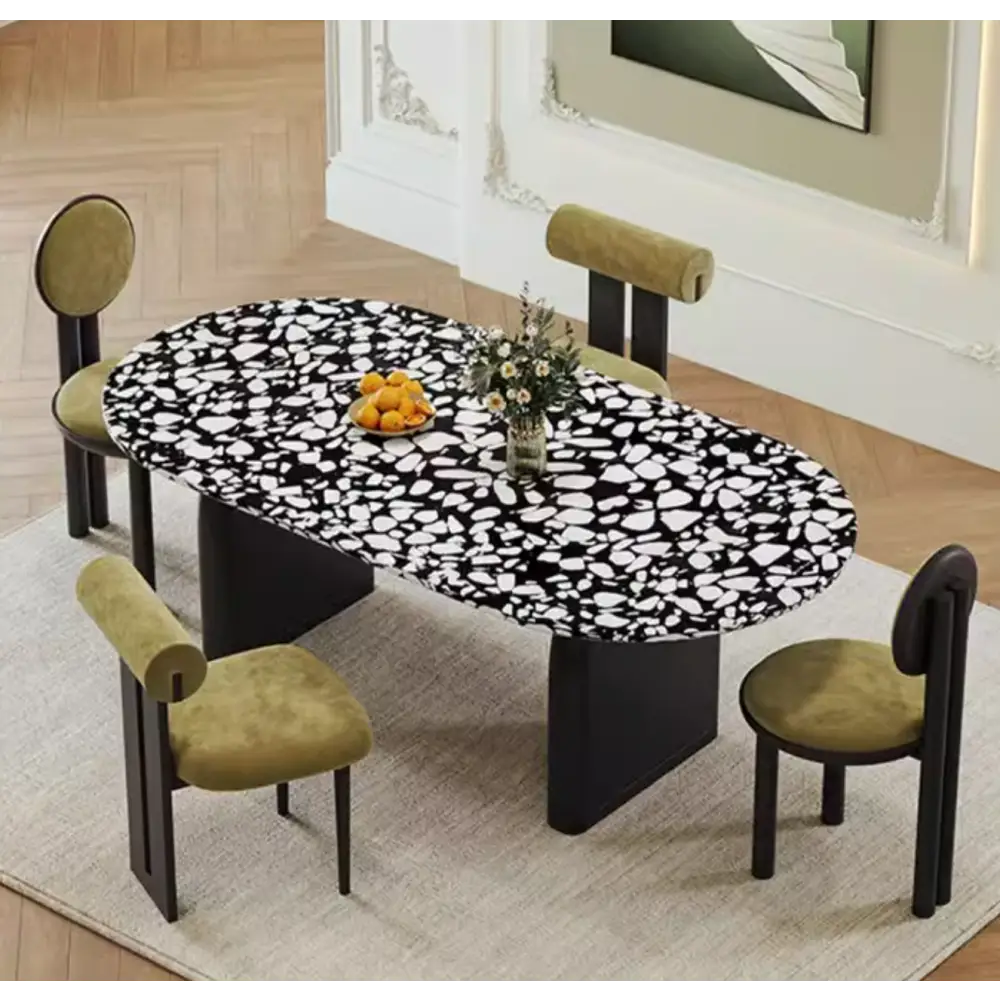 Eaton Dining Table Black Terrazzo - dining table