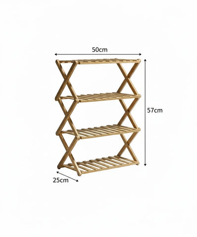 Modern 4-Tier Bamboo Shoe Rack Foldable Eco-Friendly Bamboo Storage