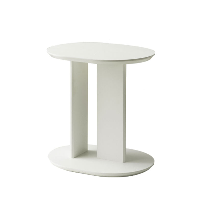 White oval ebenezer side table with sleek minimalist design and smooth matte finished surface