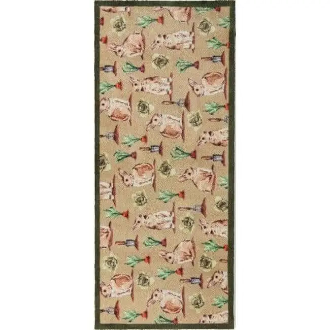 Eco-Friendly Cotton Animal Mat - Allotment Bunnies / 65X150 cm - Doormat