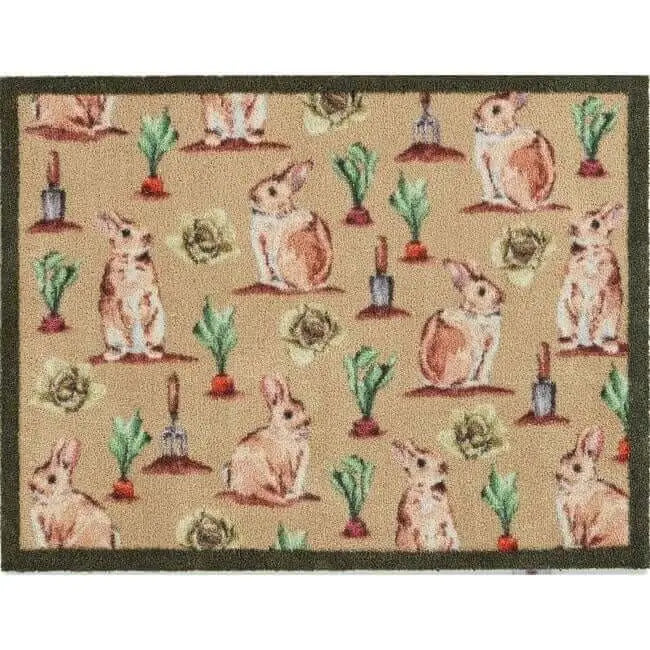 Eco-Friendly Cotton Animal Mat - Allotment Bunnies / 65X85 cm - Doormat