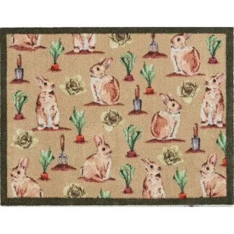 Eco-Friendly Cotton Animal Mat - Allotment Bunnies / 65X85 cm - Doormat
