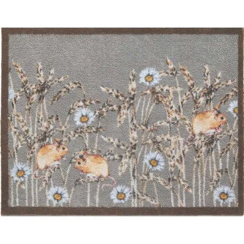 Eco-Friendly Cotton Animal Mat - Field Mice / 65X85 cm - Doormat
