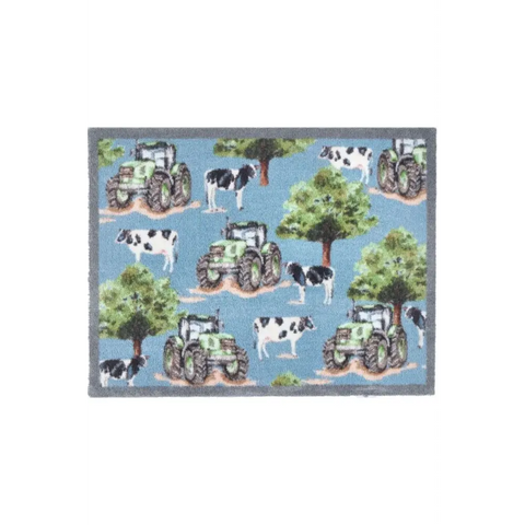 Eco-Friendly Farm Inspired Mat - Farmyard Tractors Cows / 65X85 cm - Doormat