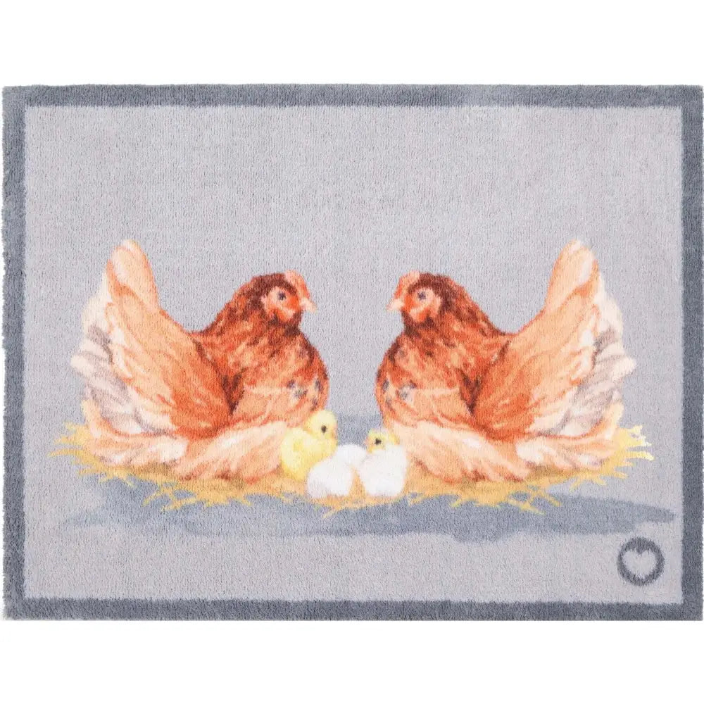 Eco-Friendly Farm Inspired Mat - Mother Hens / 65X85 cm - Doormat