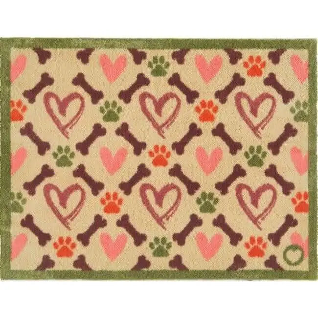 Eco-Friendly Washable Heart Pet Mat - Hearts Bones / 65X85 cm - Doormat
