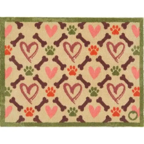 Eco-Friendly Washable Heart Pet Mat - Hearts Bones / 65X85 cm - Doormat