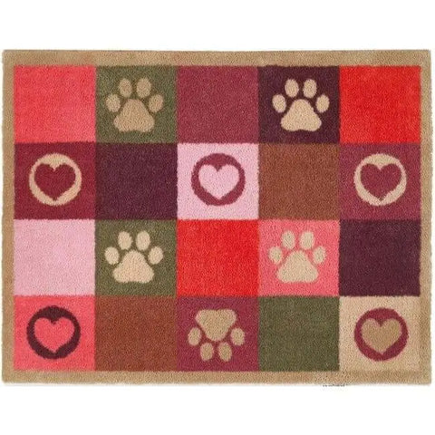 Eco-Friendly Washable Heart Pet Mat - Patchwork Paws / 65X85 cm - Doormat