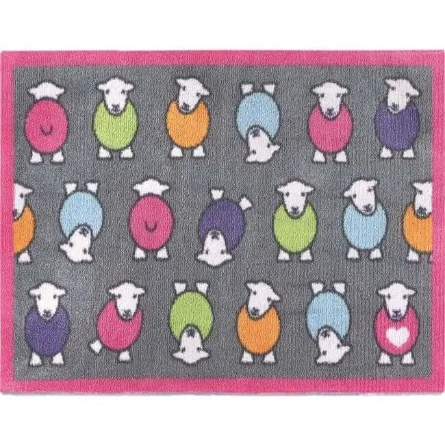 Eco-Friendly Washable Herdy Mat - Marry Pink Herdy / 65X85 cm - Doormat