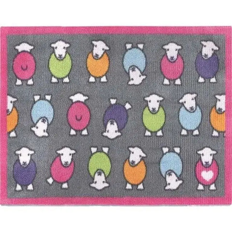 Eco-Friendly Washable Herdy Mat - Marry Pink Herdy / 65X85 cm - Doormat