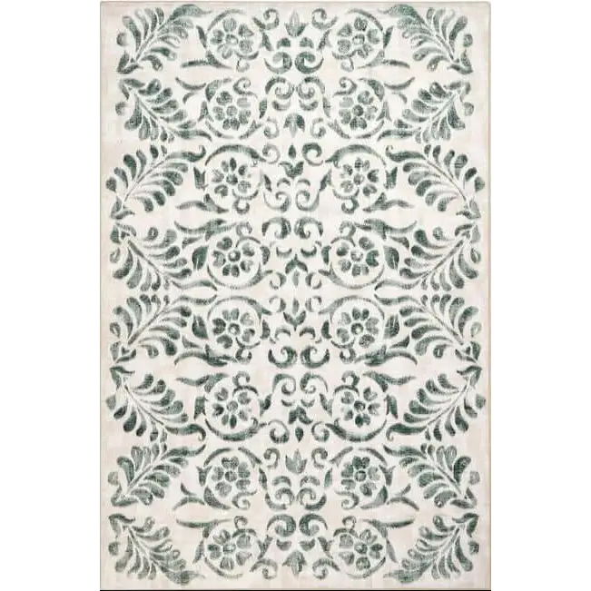 Eco-Washable Beige and Green Rug Floral Design - 120X185 cm - Rugs