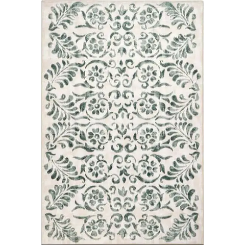 Eco-Washable Beige and Green Rug Floral Design - 120X185 cm - Rugs