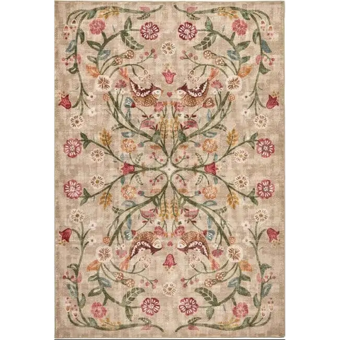 Eco-Washable Beige Rug Floral Design - 120X185 cm - Rugs