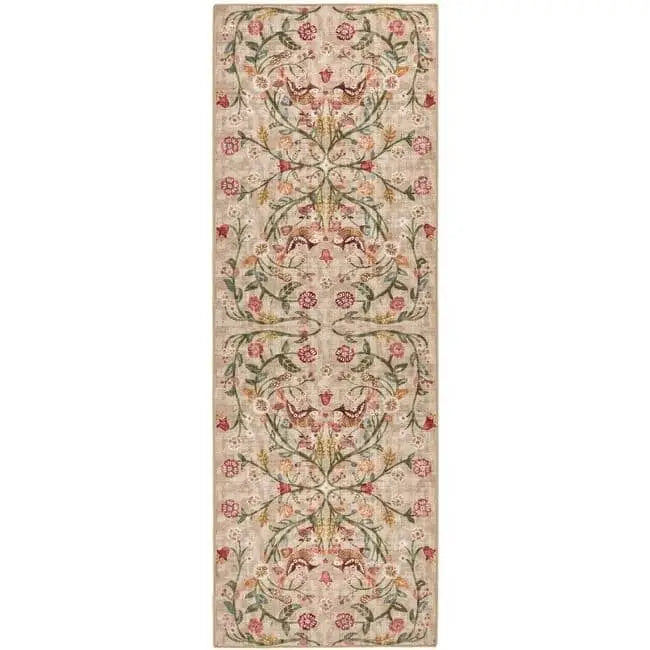 Eco-Washable Beige Rug Floral Design - 75X220 cm - Rugs