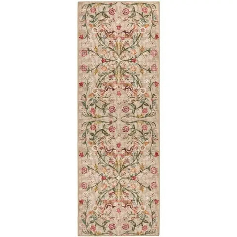 Eco-Washable Beige Rug Floral Design - 75X220 cm - Rugs