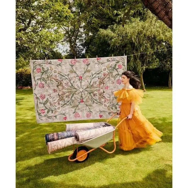 Eco-Washable Beige Rug Floral Design - Rugs