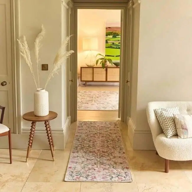 Eco-Washable Beige Rug Floral Design - Rugs