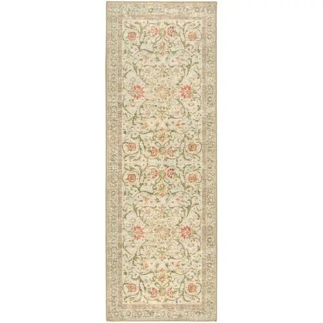 Eco-Washable Beige Rug Flowers Design - 75X220 cm - Rugs