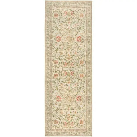 Eco-Washable Beige Rug Flowers Design - 75X220 cm - Rugs