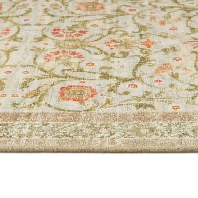 Eco-Washable Beige Rug Flowers Design - Rugs