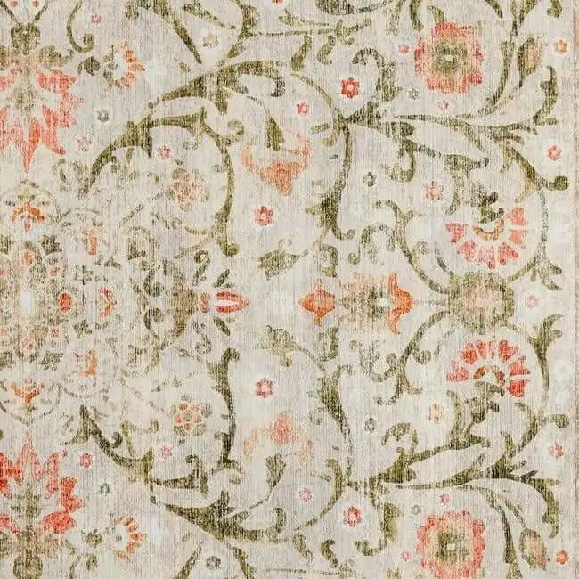 Eco-Washable Beige Rug Flowers Design - Rugs
