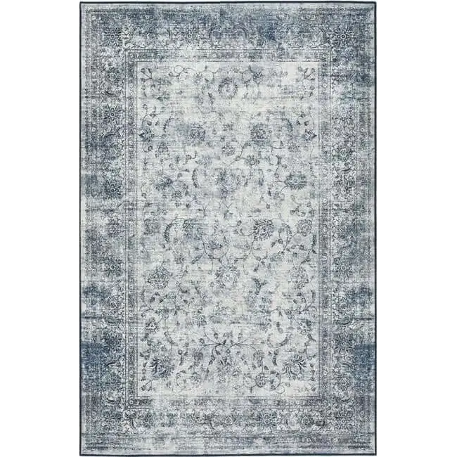 Eco-Washable Blue Rug Bordered Design - 120X185 cm - Rugs