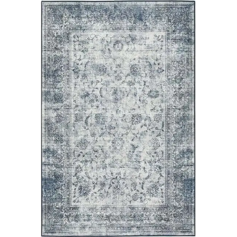 Eco-Washable Blue Rug Bordered Design - 120X185 cm - Rugs