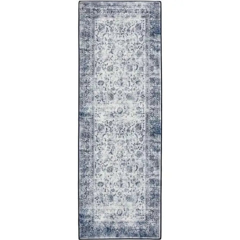 Eco-Washable Blue Rug Bordered Design - 75X220 cm - Rugs